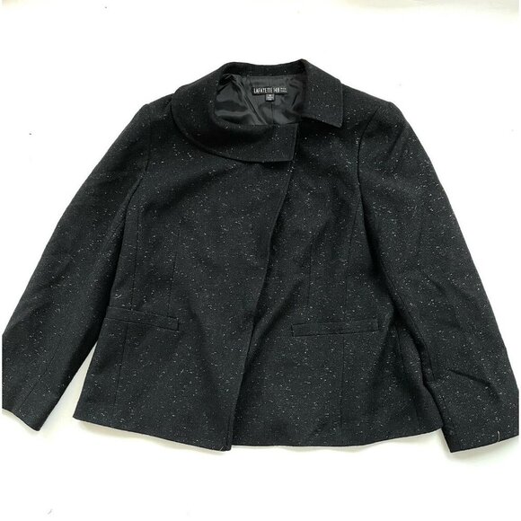 Lafayette 148 Black Metallic Jacket with Peter Pan Collar Size 14 - Picture 1 of 10